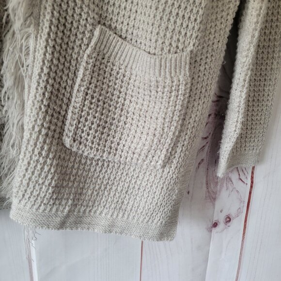 Maurices Open Front Knit Cardigan Sweater w/ Fringe Detail, Women’s S, Gray - Picture 3 of 9